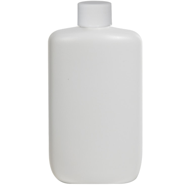 8 oz. White HDPE Oval Bottle with 24/410 White Ribbed Cap with F217 Liner