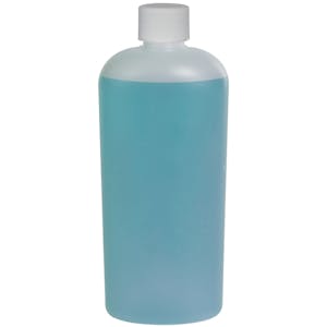12 oz. Natural HDPE Cosmo Oval Bottle with 24/410 White Ribbed Cap with F217 Liner