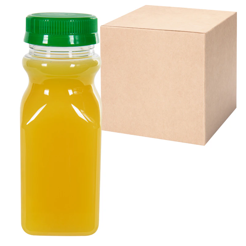 8 oz. Clear PET Square Bottles with 43mm Tamper Evident Caps - Case of 200