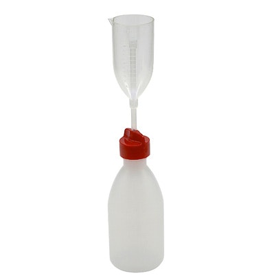 250mL Kartell® Natural LDPE Adjustable Dispenser Bottle (5mL to 50mL measuring cup)