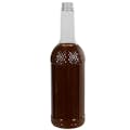 1 Liter Clear PET Diamond Round Syrup Bottle with 28/400 Neck (Cap Sold Separately)