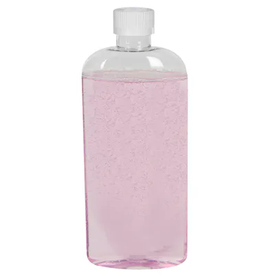 8 oz. Clear PET Cosmo High Clarity Oval Bottle with 24/400 White Polypropylene Ribbed CRC Cap with F217 Liner