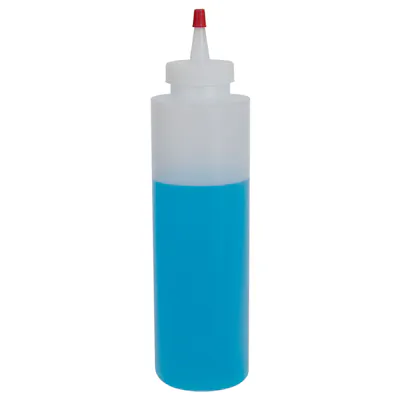 16 oz. Natural HDPE Wide Mouth Cylindrical Bottle with 38/400 Natural Yorker Dispensing Cap with Regular Red Tip