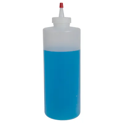 32 oz. Natural HDPE Wide Mouth Cylindrical Bottle with 38/400 Natural Yorker Dispensing Cap with Regular Red Tip