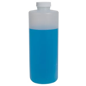 32 oz. Natural HDPE Wide Mouth Bottle with 38/400 White Ribbed Cap with F217 Liner