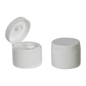 24/410 White Ribbed Snap-Top Dispensing Cap with 0.25" Orifice