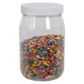 16 oz. Clear PET Round Jar without Label Panel & with 70/400 White Ribbed Cap with F217 Liner
