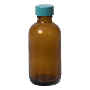 2 oz. Amber Plastic-Coated Glass Bottle with 20/400 Cap with F217 & PTFE Liner