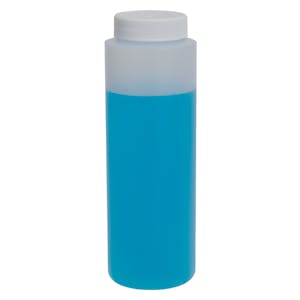 8 oz. Natural HDPE Wide Mouth Bottle with 38/400 White Ribbed Cap with F217 Liner