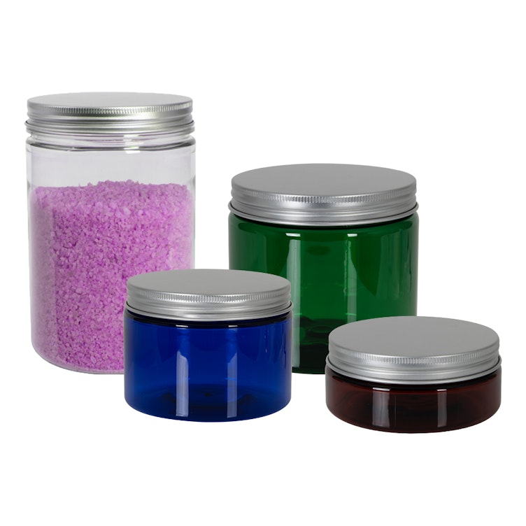 PET Straight-Sided Round Jars with Aluminum Caps