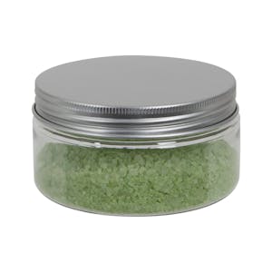 8 oz. Clear PET Straight-Sided Round Jar with 89/400 Brushed Silver Aluminum Cap with Foam Liner