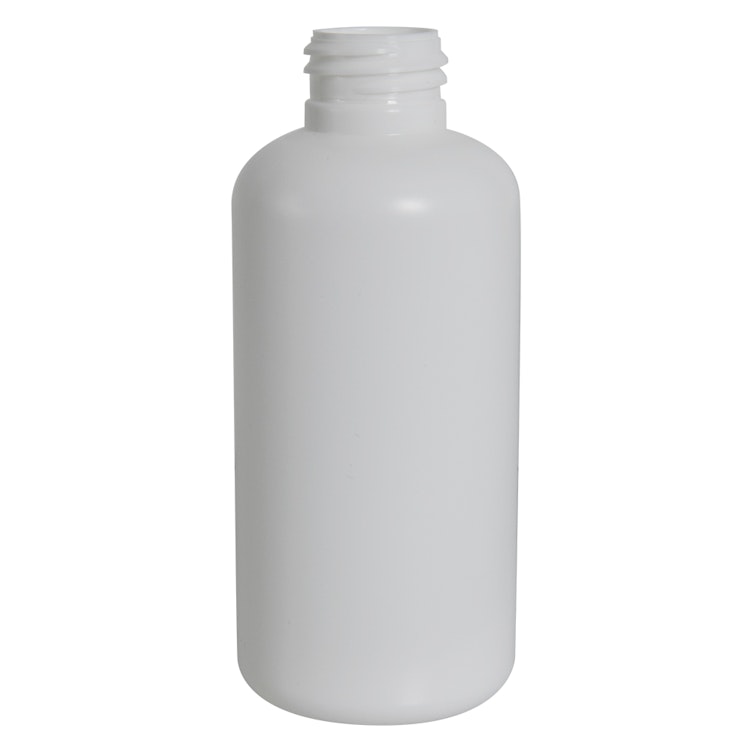 4 oz. White HDPE Boston Round Bottle with 24/410 Neck (Cap Sold Separately)