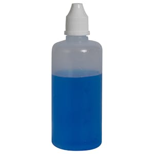 30mL (1 oz.) Natural LDPE Cylindrical Bottle with 13/415 Natural Dropper Tip & White Cap - Case of 12