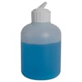 8 oz. Natural HDPE Celebrity Boston Round Bottle with 28/400 White Ribbed Flip-Top Dispensing Cap