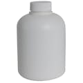 8 oz. White HDPE Celebrity Boston Round Bottle with 28/400 White Ribbed Cap with F217 Liner