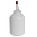 8 oz. White HDPE Celebrity Boston Round Bottle with 28/400 Natural Yorker Dispensing Cap