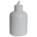 8 oz. White HDPE Celebrity Boston Round Bottle with 28/400 White Ribbed Flip-Top Dispensing Cap