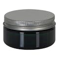 2 oz. Dark Green PET Straight-Sided Round Jar with 58/400 Brushed Silver Aluminum Cap with Foam Liner
