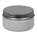 2 oz. White PET Straight-Sided Round Jar with 58/400 Brushed Silver Aluminum Cap with Foam Liner