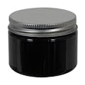 3 oz. Black PET Straight-Sided Round Jar with 58/400 Brushed Silver Aluminum Cap with Foam Liner