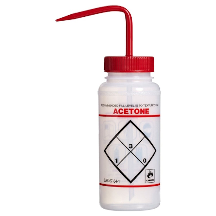 16 oz. Scienceware® Acetone Wash Bottle with Red Dispensing Nozzle