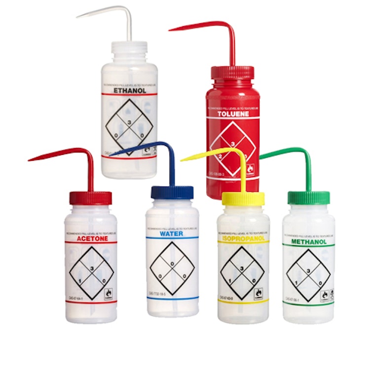 16 oz. Scienceware® Wash Bottle Assortment Pack (Acetone, Ethanol, Methanol, Isopropanol, Toluene & Water)