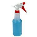 16 oz. Natural HDPE Round Spray Bottle with 28/400 Red & White Polypropylene Sprayer