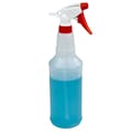 32 oz. Natural HDPE Round Spray Bottle with 28/400 Red & White Polypropylene Sprayer