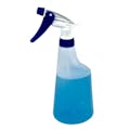 22 oz. Natural HDPE Oval Spray Bottle with 28/400 Blue & White Polypropylene Sprayer