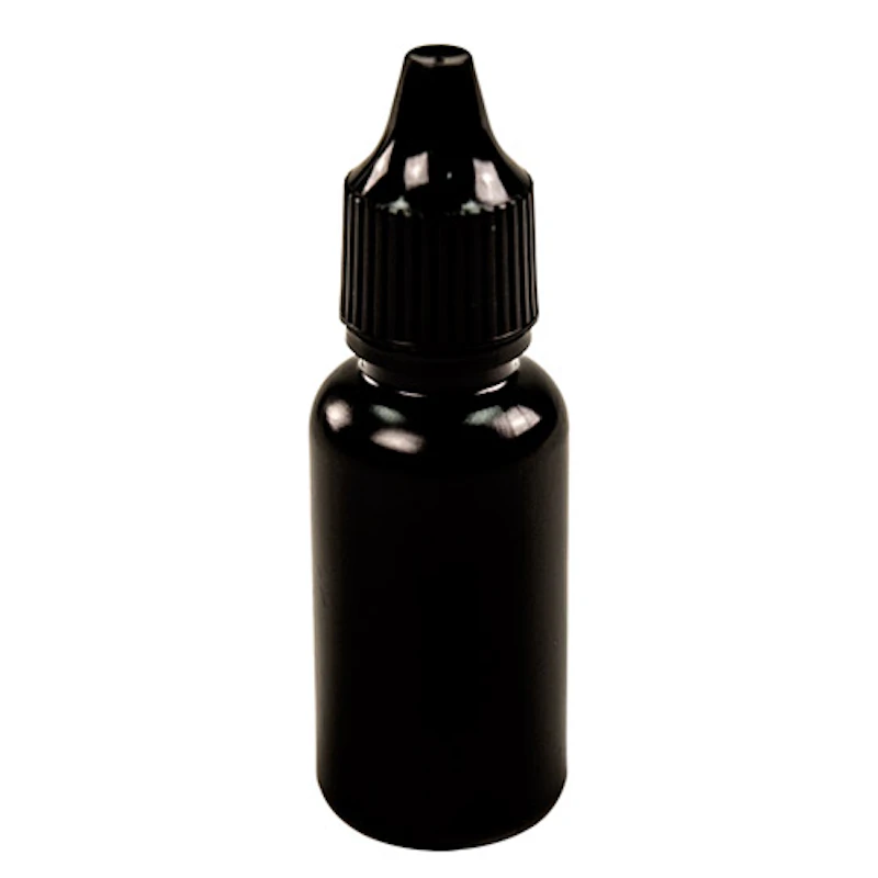 15mL Black LDPE Boston Round Bottle with 15mm Dropper Cap