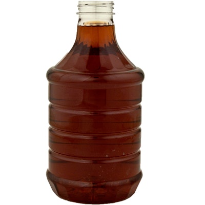 36 oz. Ribbed Round PET Sauce Bottle with 38/400 Neck (Cap Sold Separately)