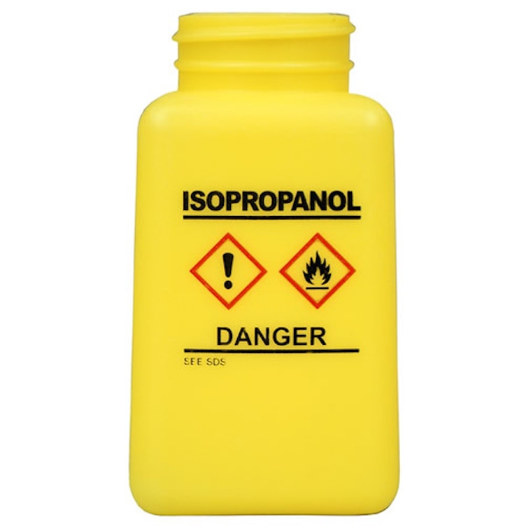 6 oz. durAstatic® Yellow HDPE Bottle with Isopropanol HCS Label  (Pump Sold Separately)