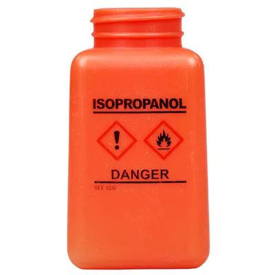 6 oz. durAstatic® Orange HDPE Bottle with Isopropanol HCS Label (Pump Sold Separately)