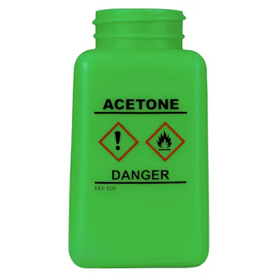 6 oz. durAstatic® Green HDPE Bottle with Acetone HCS Label (Pump Sold Separately)