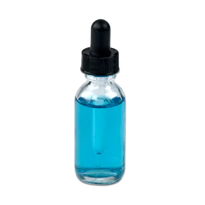 1 oz. Clear Glass Bottle with 20/400 Ribbed Black Dropper Cap with Black Rubber Bulb & Straight Tip Glass Pipette