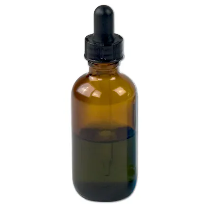 2 oz. Amber Glass Bottle with 20/400 Ribbed Black Dropper Cap with Black Rubber Bulb & Straight Tip Glass Pipette