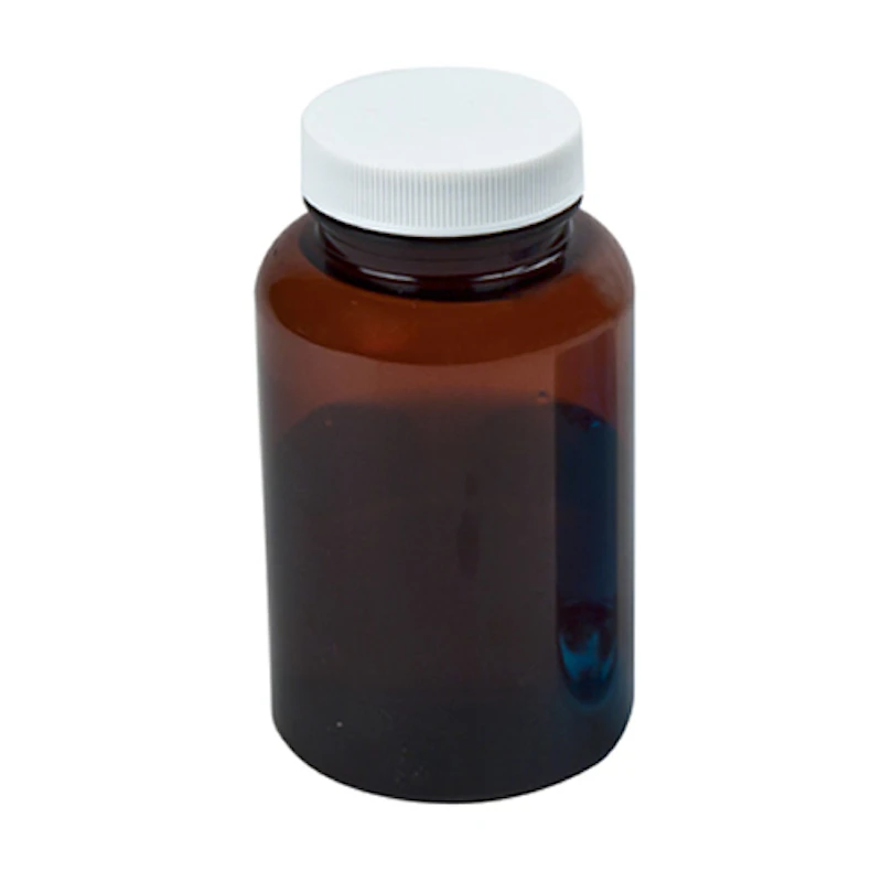 8 oz./250cc Amber PET Packer Bottle with 45/400 White Ribbed Cap with F217 Liner