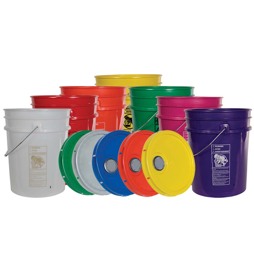 Premium Colored 5 Gallon Buckets Lids U.S. Plastic Corp