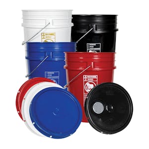 UN Rated Natural 5 Gallon Bucket w/Metal Handle & Lid w/Rieke Pour Spout