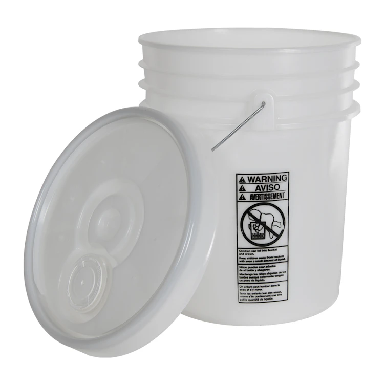 UN Rated Natural 5 Gallon Bucket w/Metal Handle & Lid w/Rieke Pour Spout
