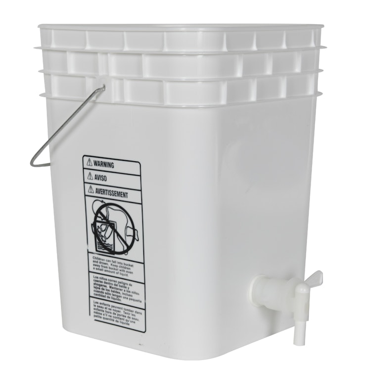 Premium White 4 Gallon Tamco® Modified Square Bucket with Spigot