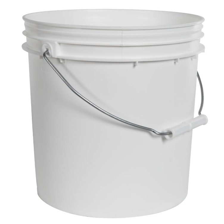 2 Gallon White HDPE Economy Round Bucket with Wire Bail Handle & Plastic Hand Grip (Lid sold separately)