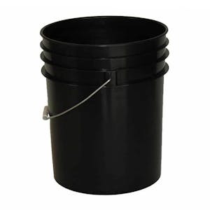 5 Gallon Black HDPE Premium Round Bucket with Wire Bail Handle & Plastic Hand Grip (Lid sold separately)