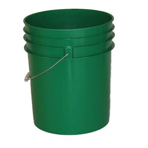 5 Gallon Green HDPE Premium Round Bucket with Wire Bail Handle & Plastic Hand Grip (Lid sold separately)
