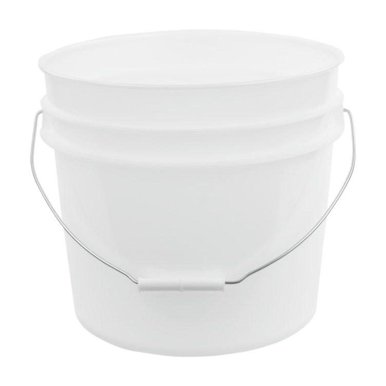 1 Gallon Round Plastic Buckets (White) w/ Plastic Handle