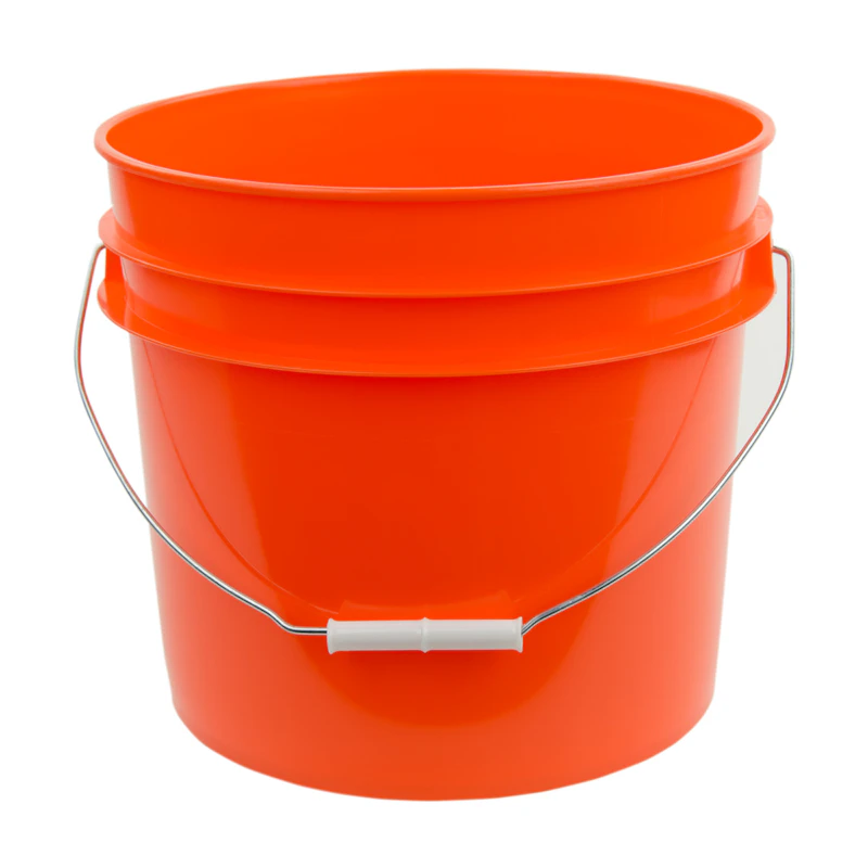 3-1/2 Gallon Orange HDPE Economy Round Bucket with Wire Bail Handle & Plastic Hand Grip (Lid sold separately)