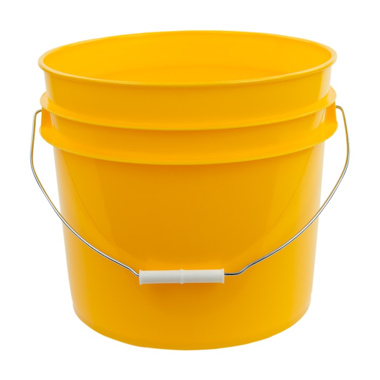 5 Gallon Yellow HDPE Premium Round Bucket with Wire Bail Handle & Plastic  Hand Grip (Lid sold separately)