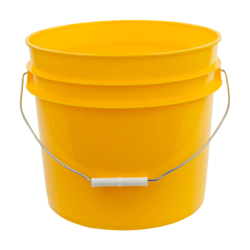 3-1/2 Gallon Yellow HDPE Economy Round Bucket with Wire Bail Handle & Plastic Hand Grip (Lid sold separately)