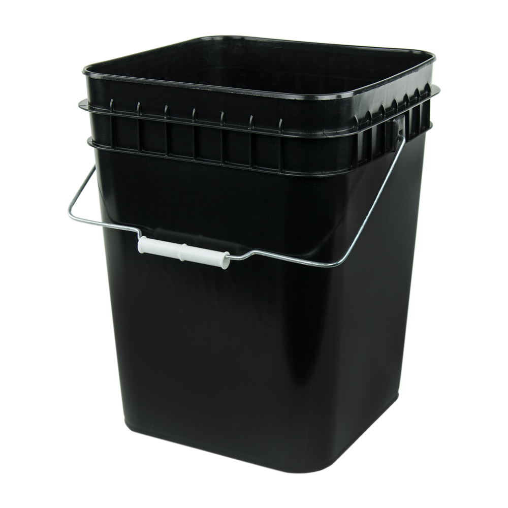 Black square store bucket with lid