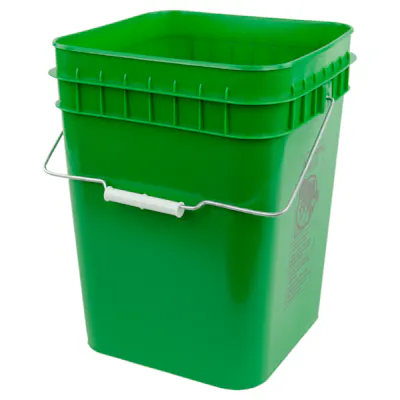 Economy Green HDPE 4 Gallon Square Bucket (Lid Sold Separately)